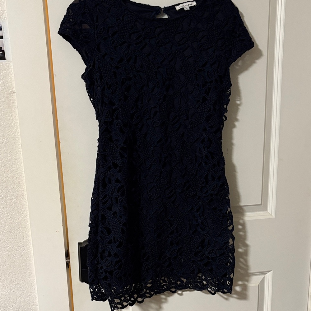 Glamorous Navy Lace Mini Dress